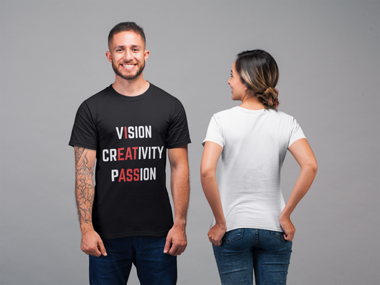 Vision. Creativity. Passion. " Funny Bold T-Shirt – Red Highlight Edition