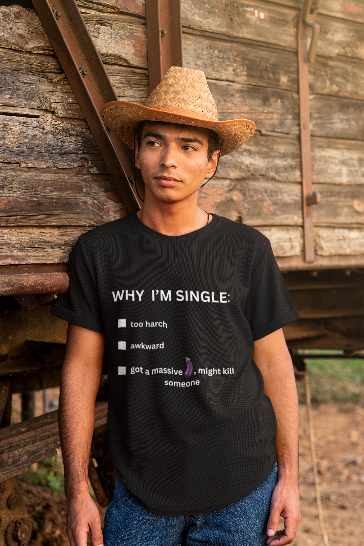 Why Am I Single?  T-Shirt – Funny Eggplant Edition