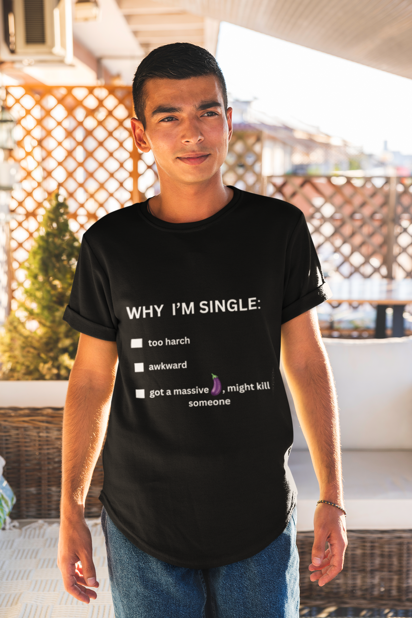 Why Am I Single?  T-Shirt – Funny Eggplant Edition